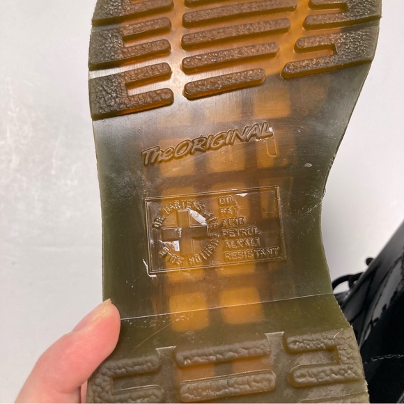 DR. MARTENS 1460 Womens Black Patent Leather Lace Up Boots - Picture 9 of 11